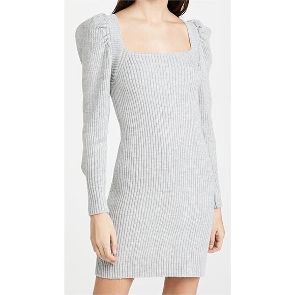 WAYF Leland Long Sleeve Tie Back Sheath Sweater Dress In Heather Grey Medium $98 - Picture 4 of 9